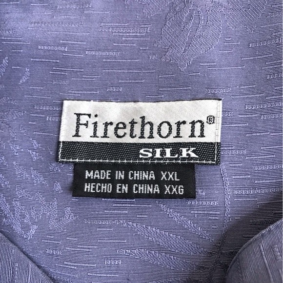 Firethorn Silk Short Sleeve Button Front Hawaiian Tonal Dusty Blue Men Size XXL - Picture 5 of 13